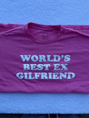 Spencer's Pink Short Sleeve Graphic Tee "WORLD'S BEST EX GILFRIEND"